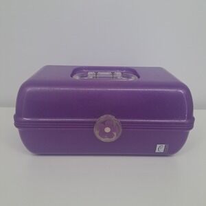 VTG Caboodles Purple Makeup Cosmetic Case Organizer Flower Latch Y2K 90s Retro